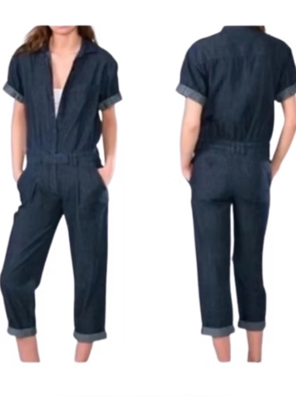 Vince - Denim Lightweight Utility Jumpsuit - Dark Blue